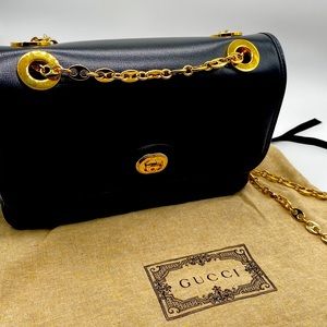 Gucci Marina GG Chain Convertible Shoulder or Crossbody Leather Bag